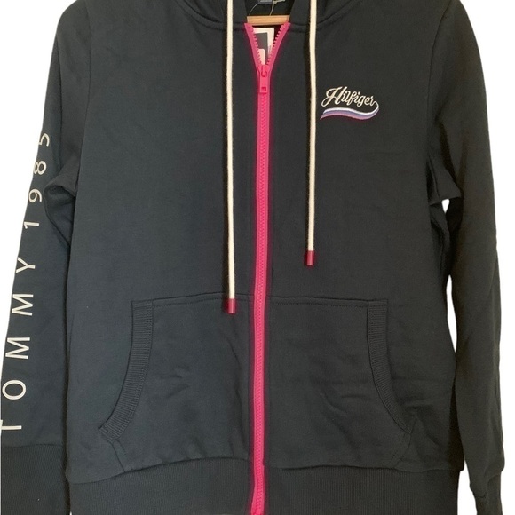 NWT Tommy Hilfiger hoodie lightweight jacket dark blue SZ M medium New w… - Picture 3 of 6